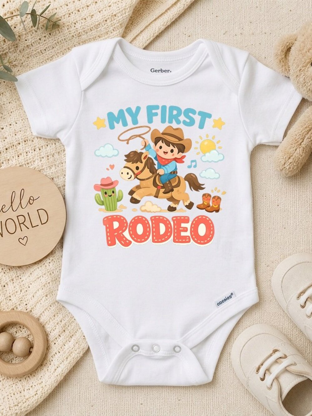My First Rodeo Cowboy Bodysuit Baby Shower Gift ONESIE®